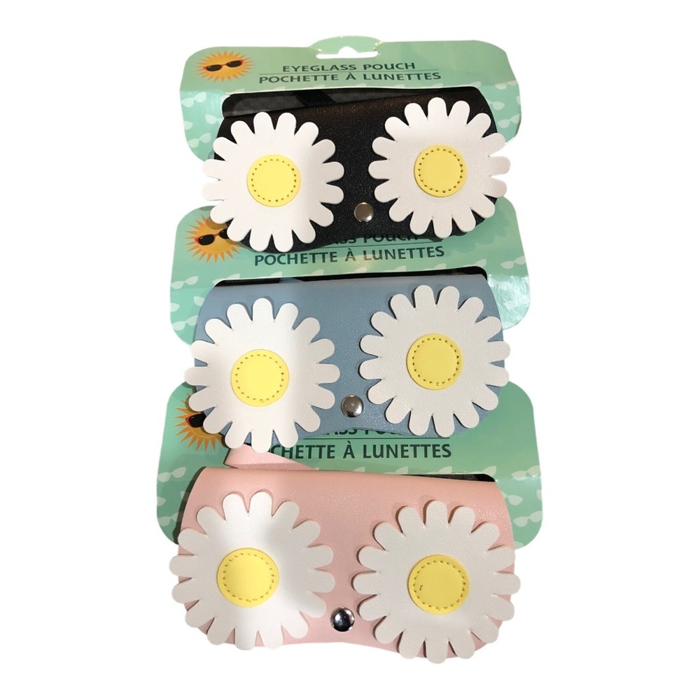 Sunflower print vinyl sunglasses case holder keeper in pink blue black FREE new